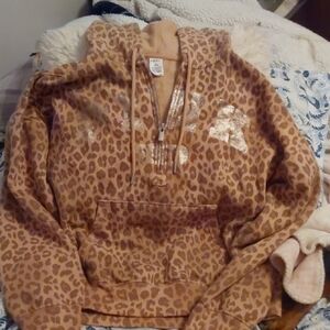 Leopard Print Hoodie with Gold Accents